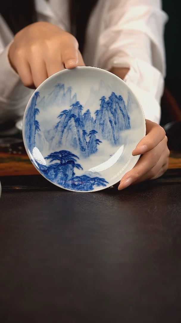 杯聚澜堂国画山水壶承