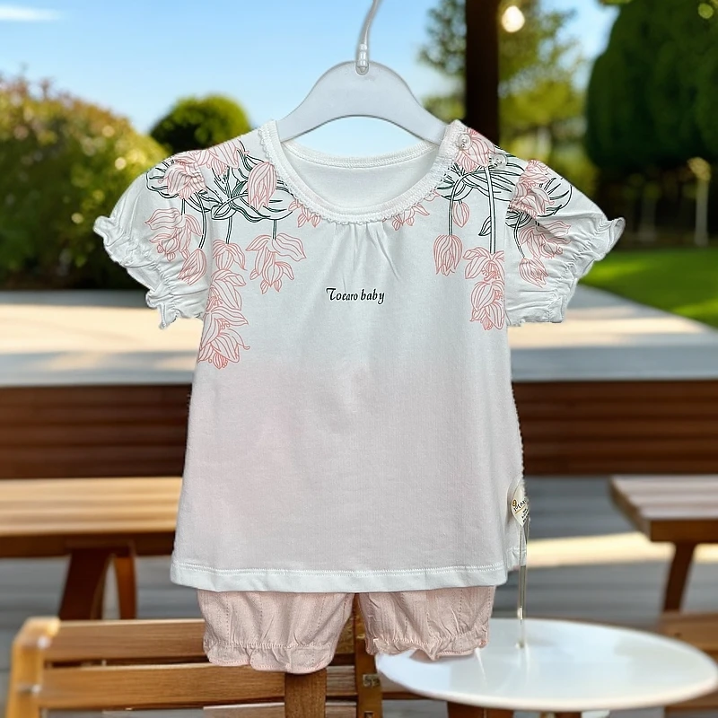 小女宝宝夏季分体套装（花团谜语）