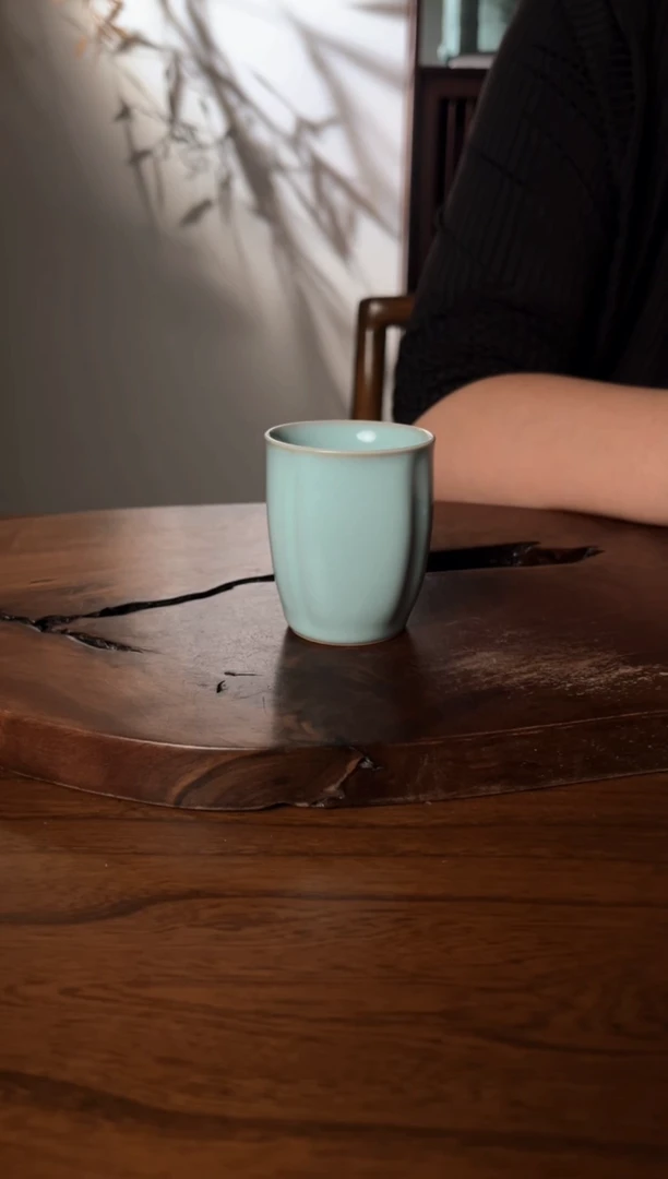 杯玉松汝瓷天青釉色闻香杯