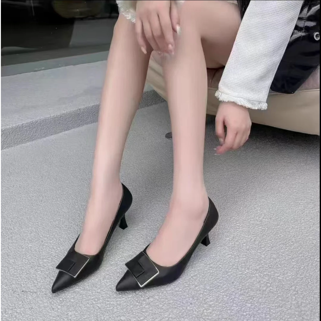 218-67   新款法式浅口高跟鞋女细跟尖头百搭单鞋