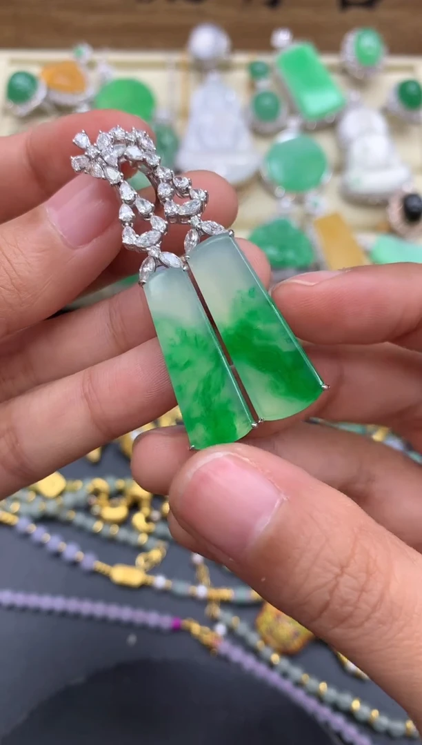 【闪购商品】翡翠耳饰18K金镶嵌516 -中国好珍宝