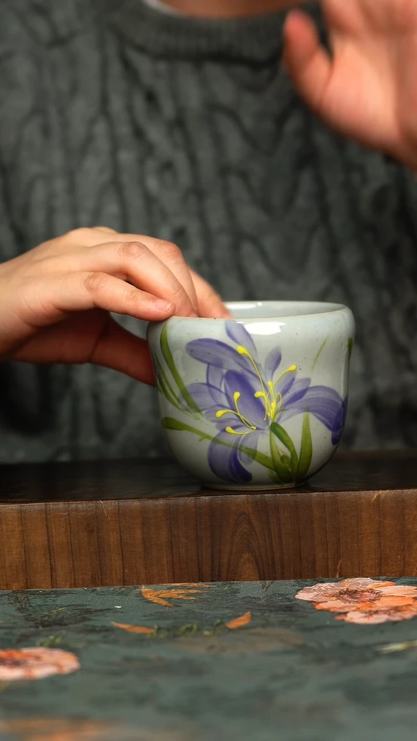 杯釉下彩手工手绘同款陶器