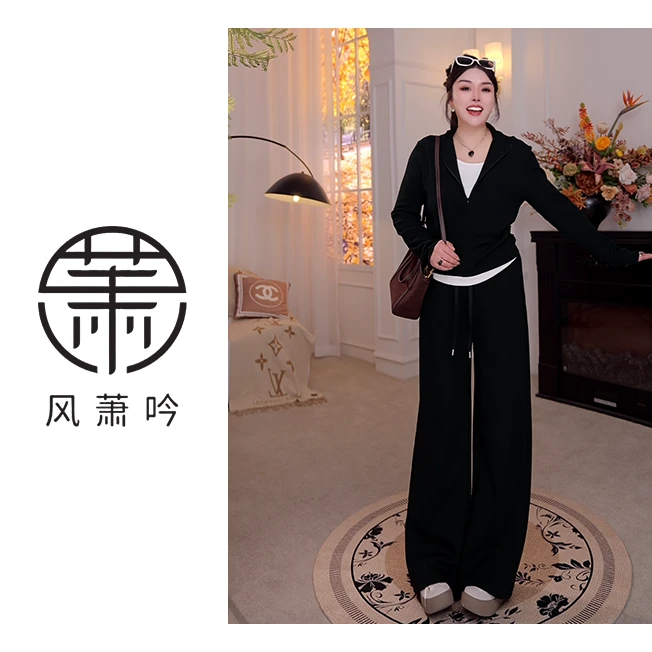 【风萧吟】大码女装新款休闲显瘦运动假两件修身上衣FXY339+FXY346