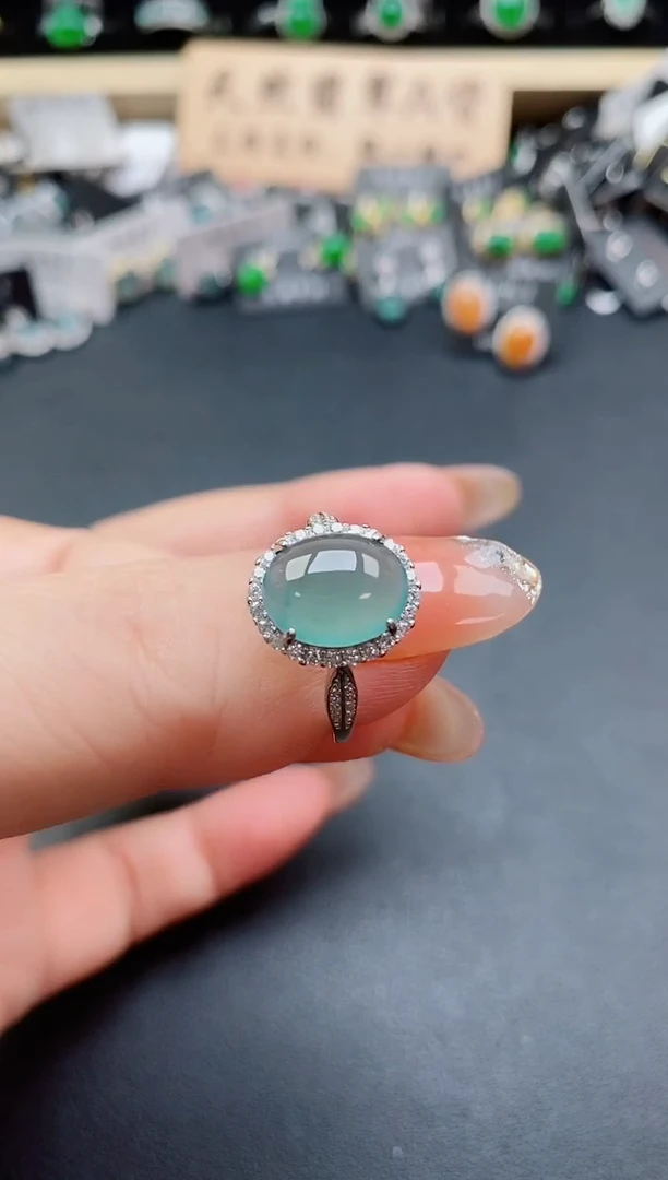 银S925镶嵌戒指翡翠1