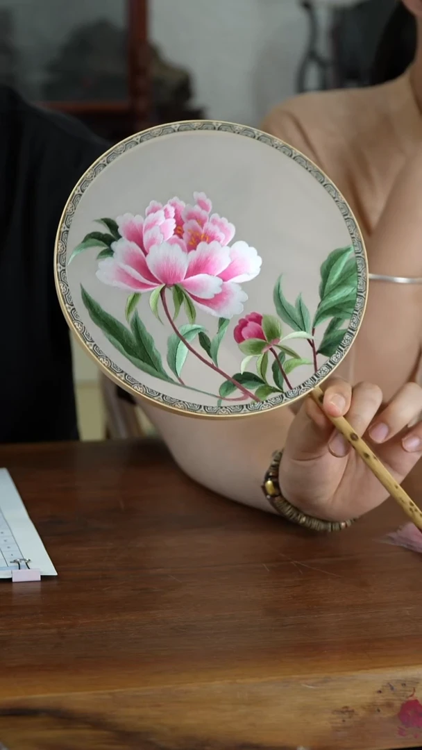 CQYCX湘妃竹团扇（芍药）装饰