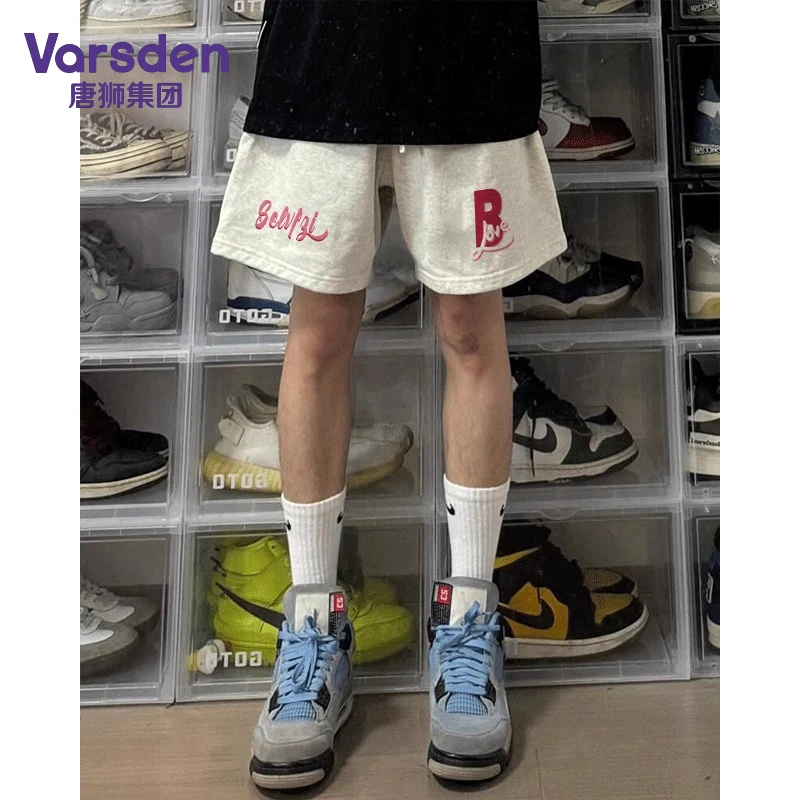 唐狮集团Varsden夏季美式英文字母logo印花短裤男宽松休闲运动风