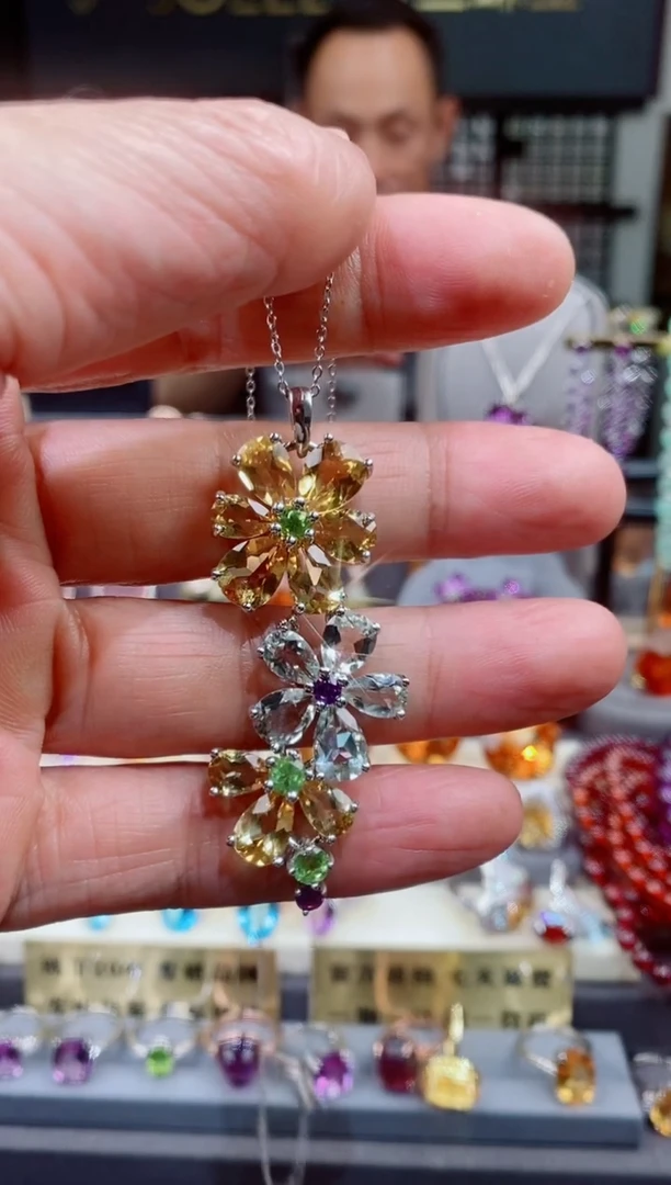 吊坠银S925镶嵌水晶水晶吊坠