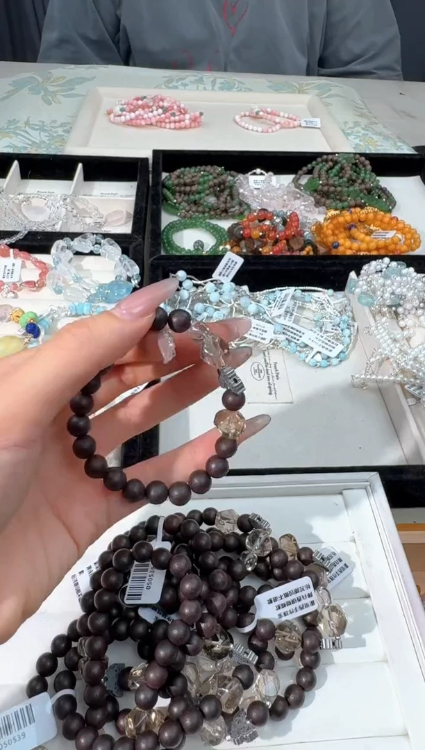 水晶手链银S925镶嵌M032降真茶晃随行款