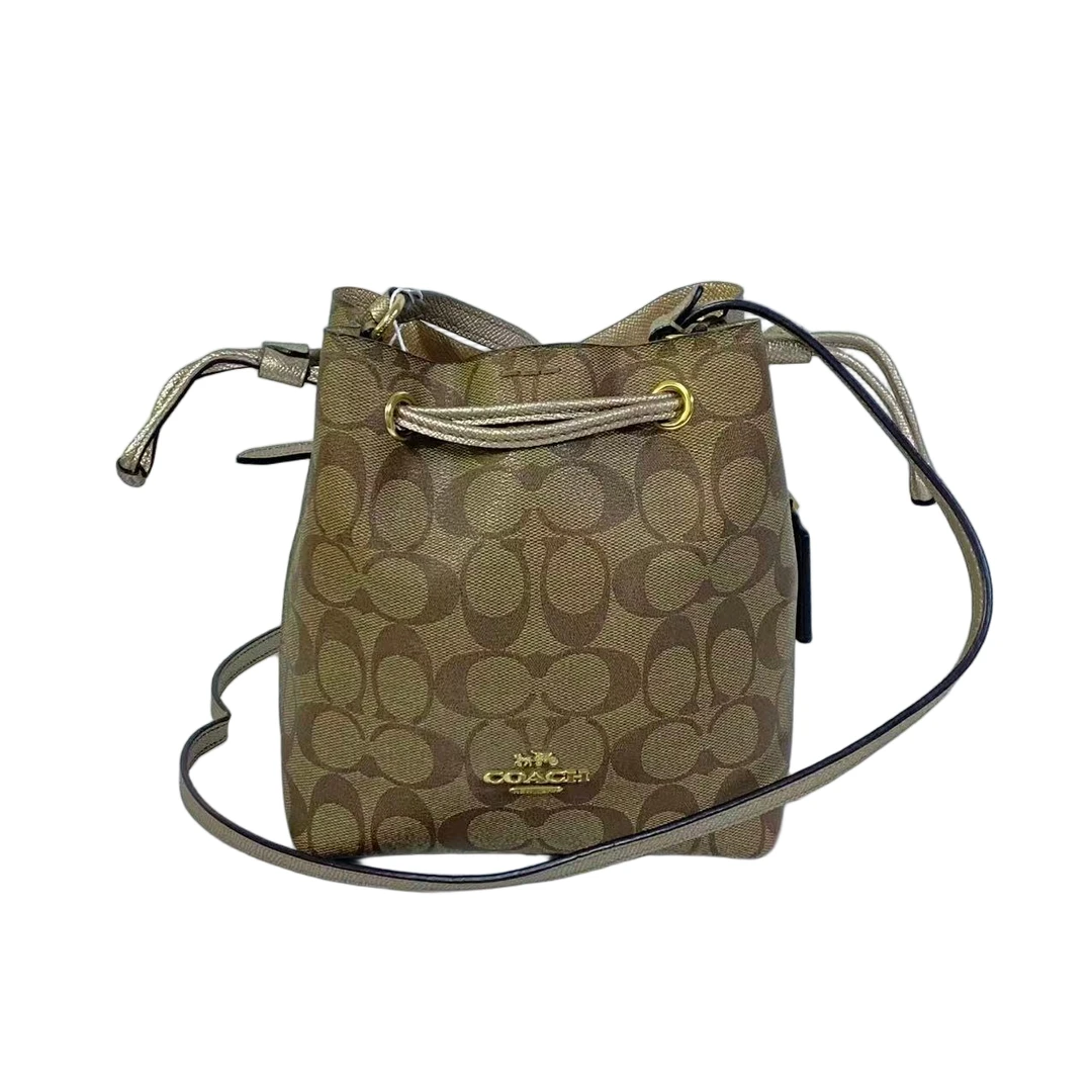 95新 COACH/蔻驰 经典老花PVC拼皮单肩斜挎水桶包 XY-60241