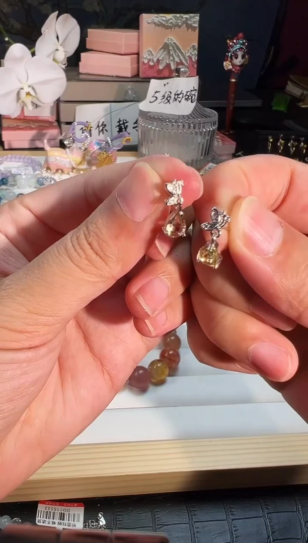 水晶耳饰银S925镶嵌f206多样性发货一件