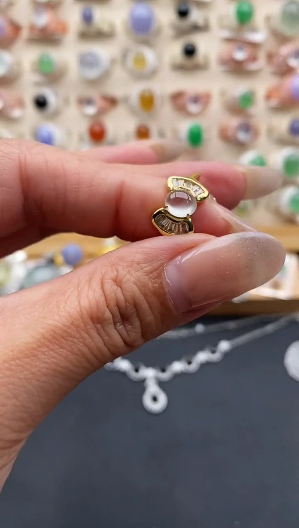 银S925镶嵌戒指翡翠缅甸天然A货翡翠22 5-7