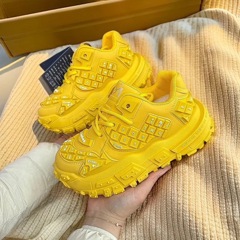 网面时尚休闲鞋厚底百搭跑步运动鞋老爹鞋增高中国风女鞋复古增高