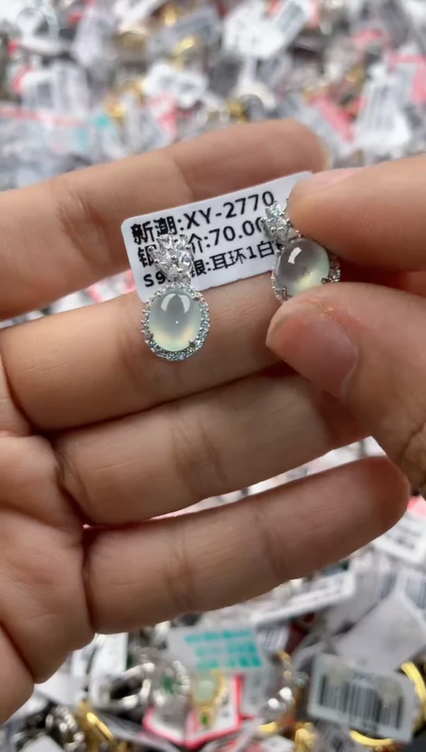 银S925镶嵌戒指翡翠555    1+++++