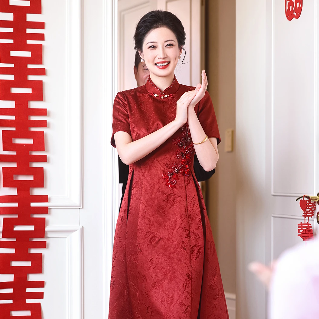 艾诗霓【凤栖】婚礼妈妈装高档礼服新款喜婆婆高端旗袍小个子日常裙