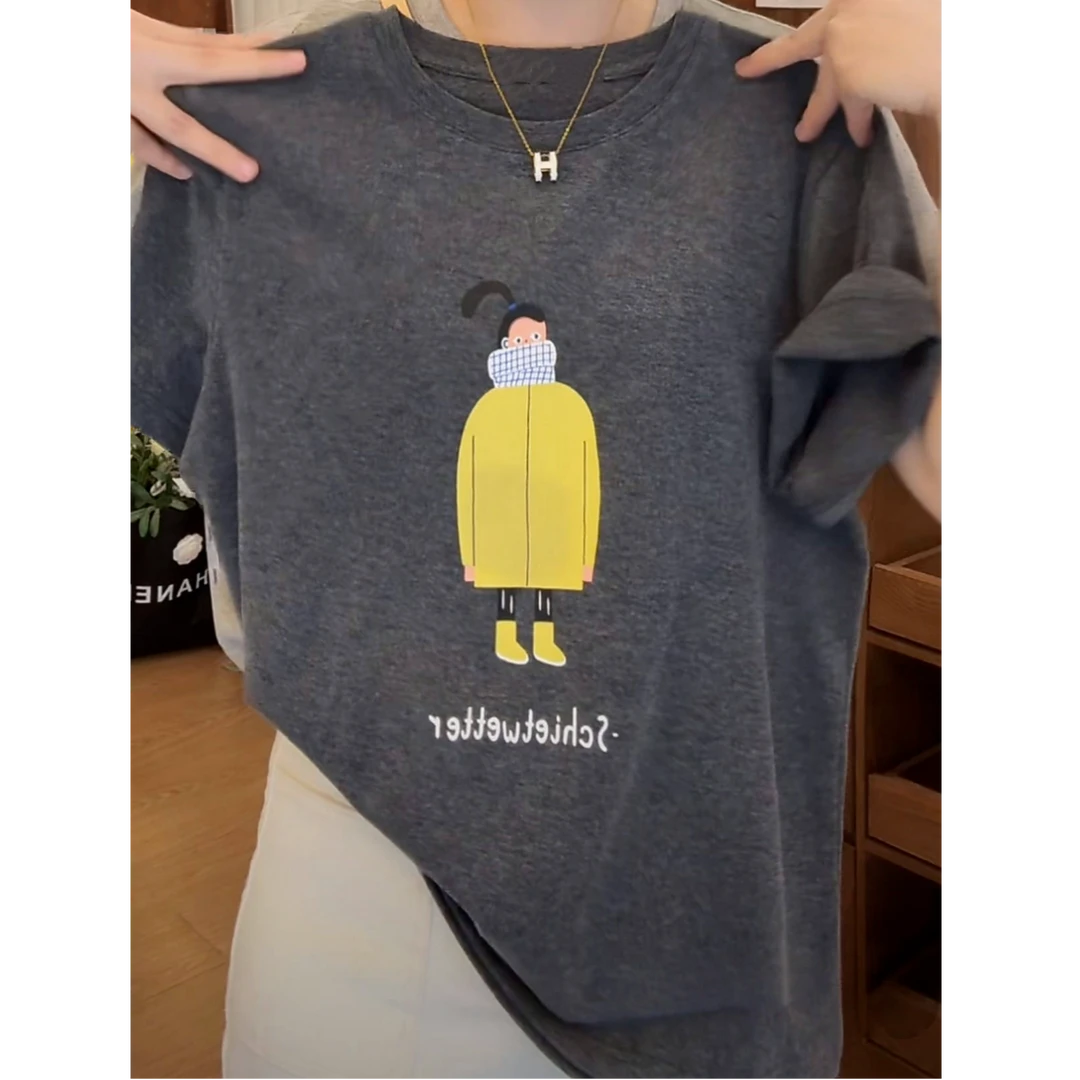 设计感小黄人正肩短袖T恤女2025夏季新款韩版风舒适气质百搭上衣