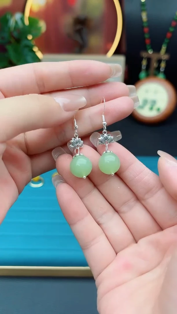 东陵石银S925镶嵌耳饰427000