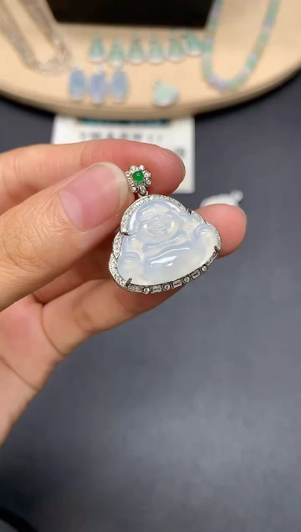 翡翠银S925镶嵌吊坠(不含链)佛公【多样性发其一】