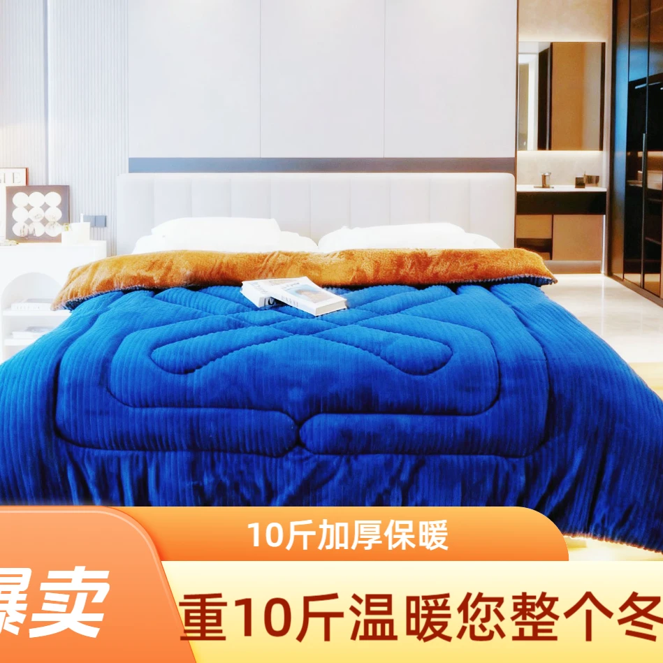 拉萨仓发货西藏包邮高端大气法兰绒剪花加绒丝绵被加厚10斤冬被