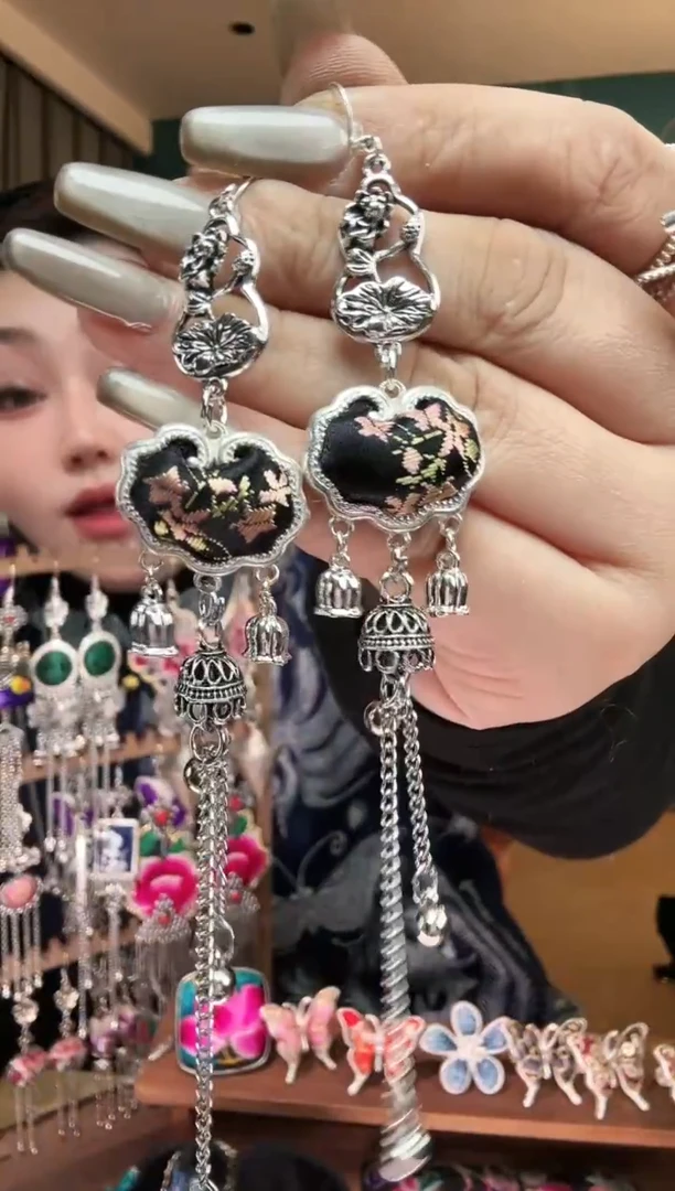 刺绣纯手工民族风刺绣耳环