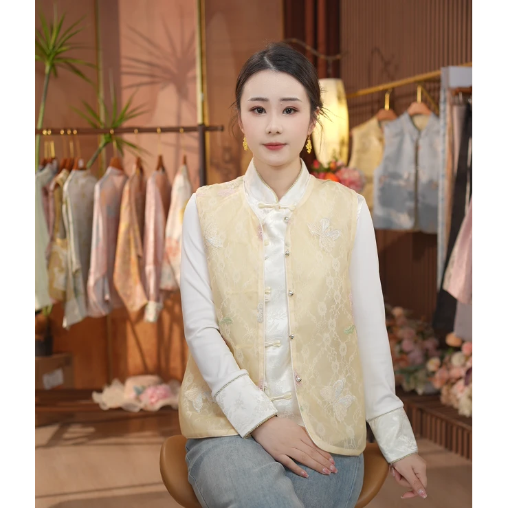 《花影和诗-马夹》新中式刺绣国风休闲清新春夏限定马夹