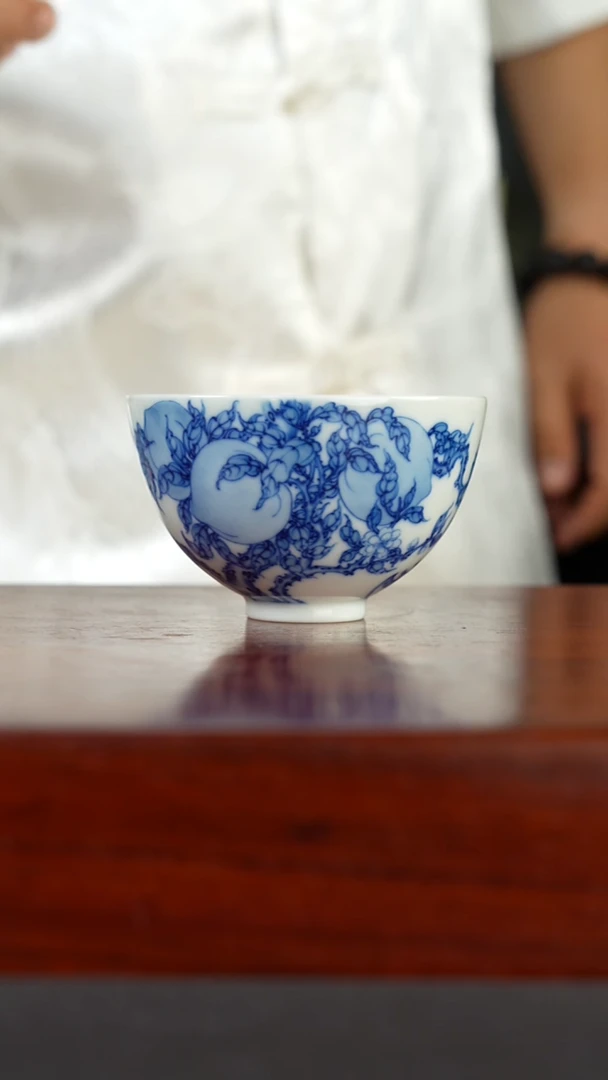 祖传窑真柴窑传承400年九桃五福鸡心杯