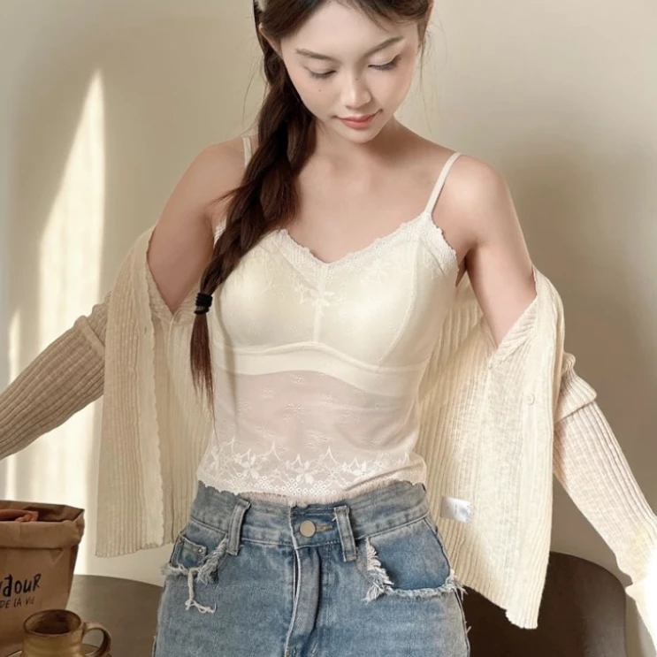 相菲一极简风修身型法式轻职风吊带背心性感夏季短款打底美背