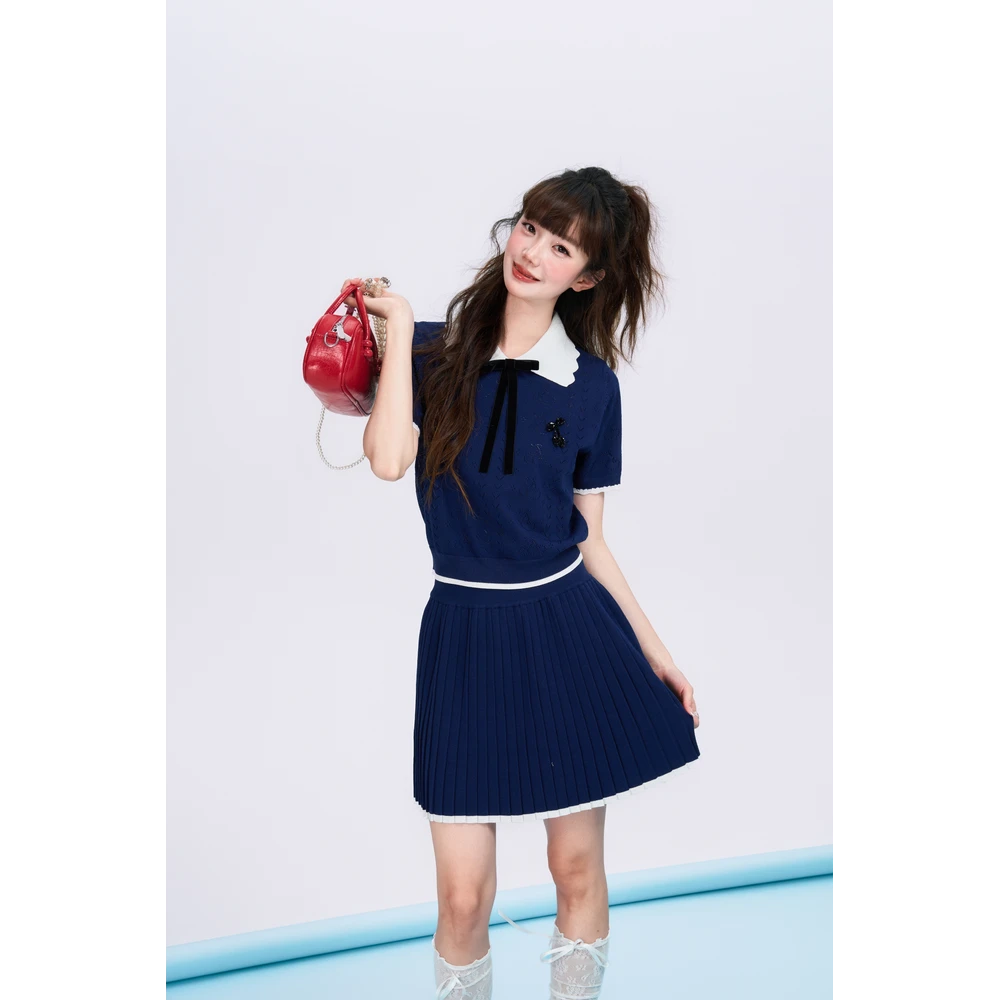 DUBZZY 【绵绵冰】设计师冰丝提花高智千金风短裙套装女M205S25Z