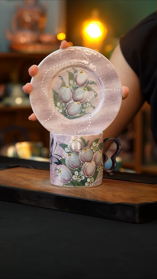 杯手绘心瓷陶瓷浮力