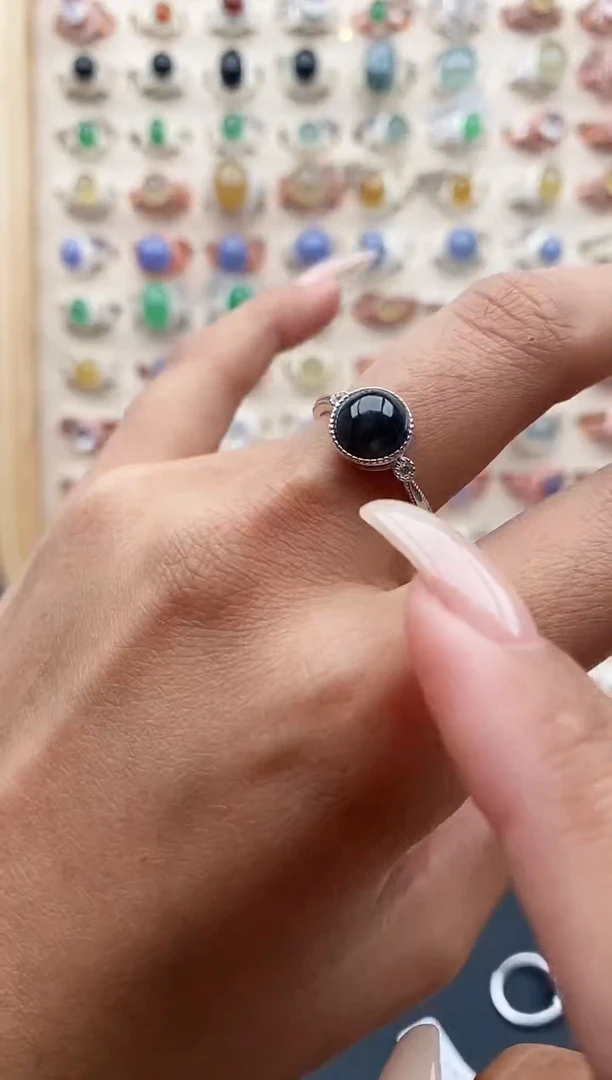 【闪购商品】翡翠戒指银S925镶嵌缅甸天然A货翡翠111  7+4