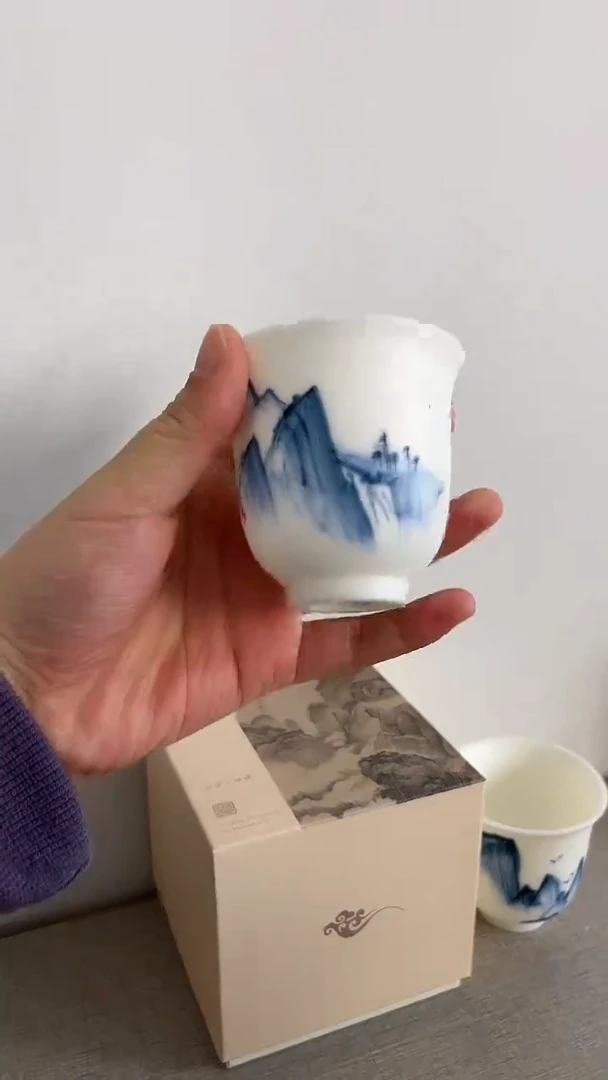 景德镇高温瓷反口山水