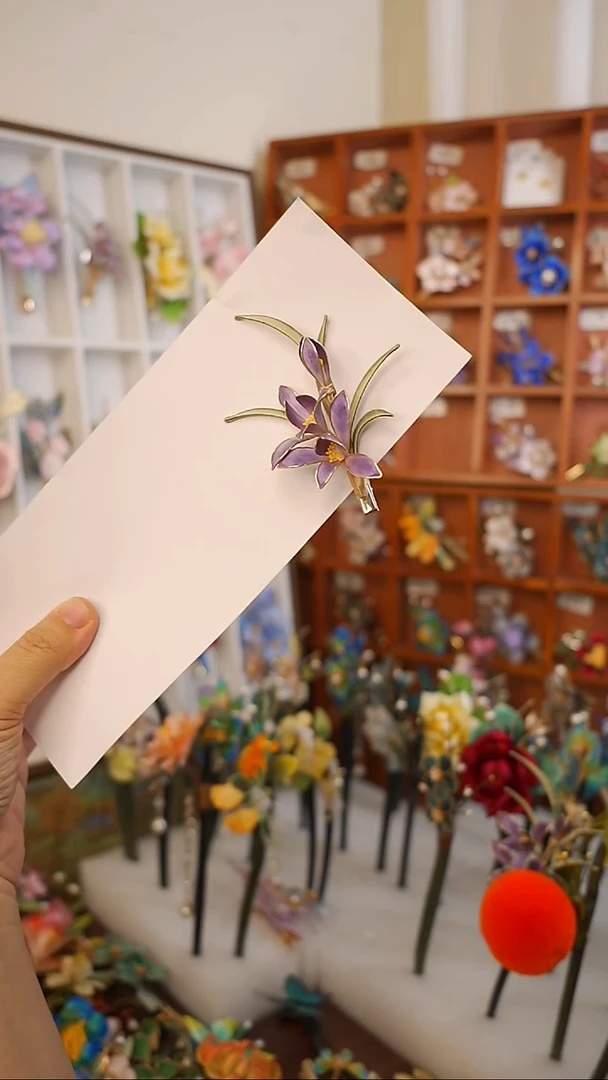 手工非遗绒花发夹