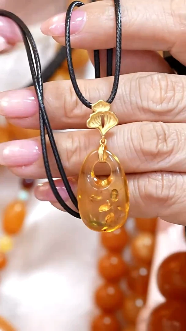 琥珀颈饰银S925镶嵌7779天然蜜蜡珠宝奇石云端妖孽全部保真