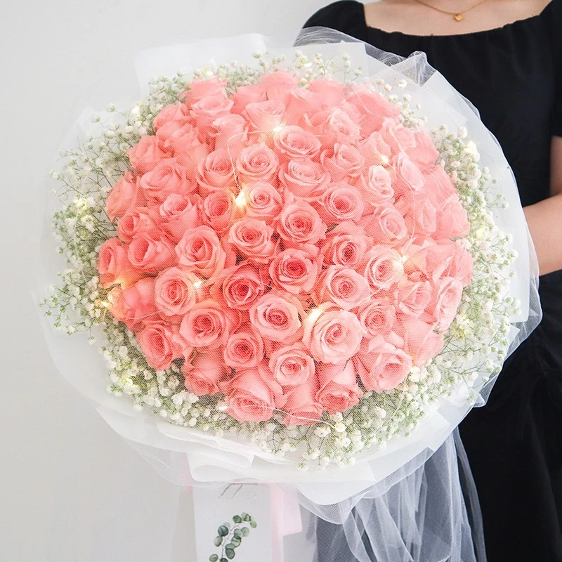 【一生所爱】鲜花速递52朵粉玫瑰花束送老婆表白生日礼物同城配送
