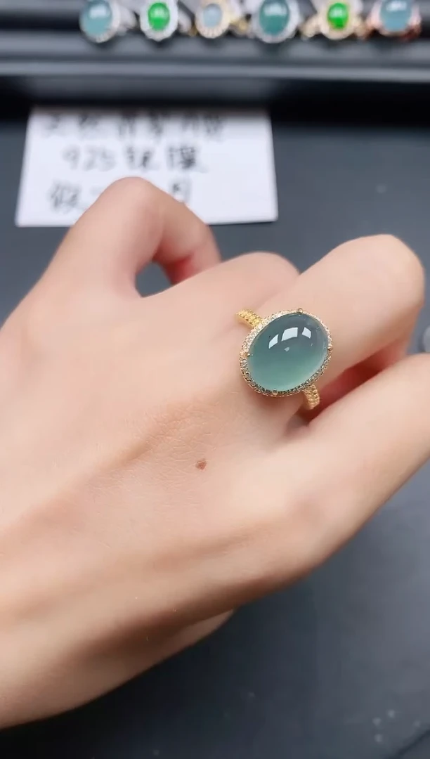 翡翠戒指银S925镶嵌11111