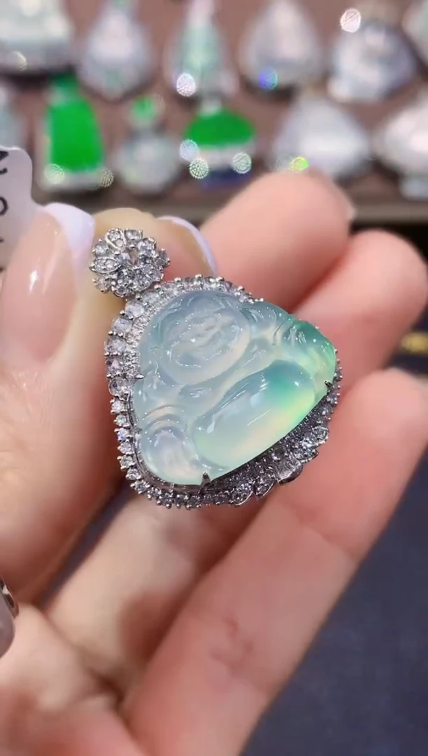 吊坠(不含链)18K金镶嵌翡翠A34