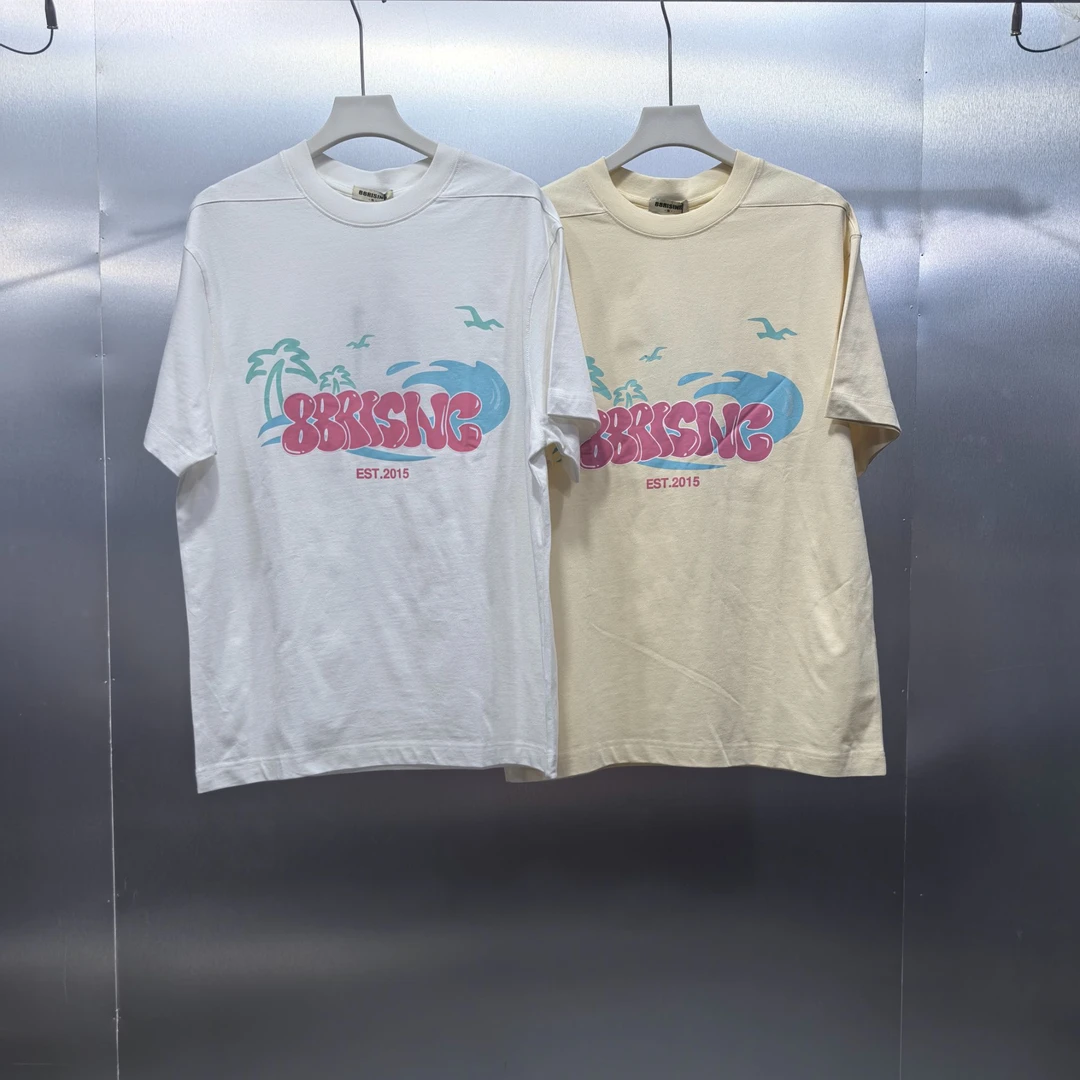 T09-70711-88R夏季正面重叠印花时尚圆领半袖