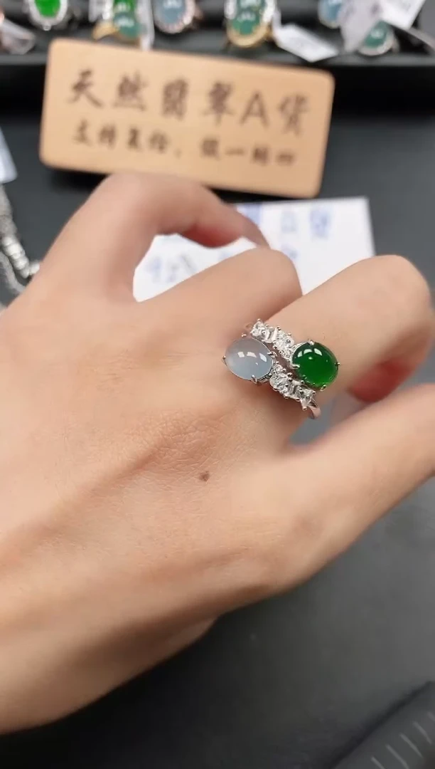 银S925镶嵌戒指翡翠111