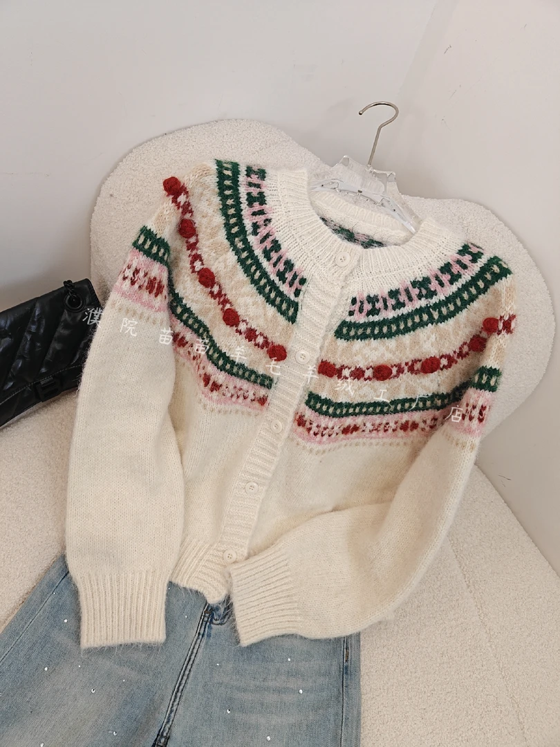 【苗苗.YC001】冬季新款时尚休闲费尔岛针织衫开衫