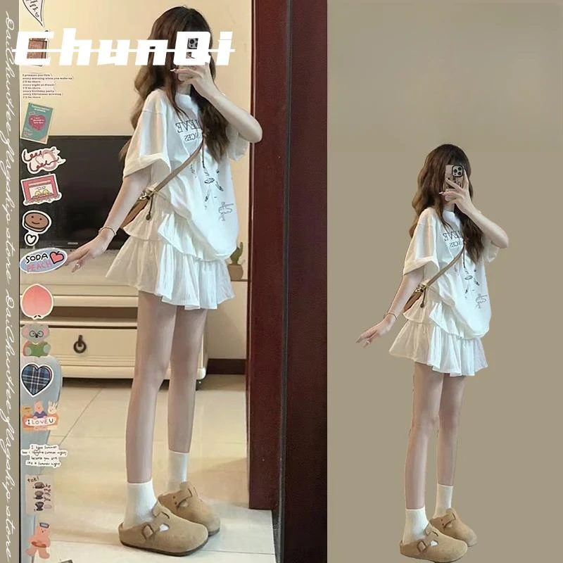 淳启夏季女装搭配一整套小个子套装茶系穿搭减龄时尚炸街连衣裙子