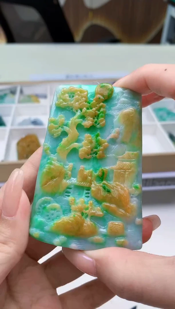 定制翡翠未镶嵌4688xx-毛货挂件38