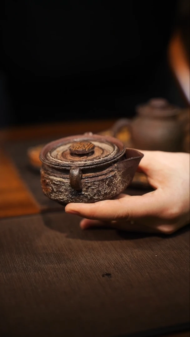 东*全手工制作  紫砂古钱币宝瓶