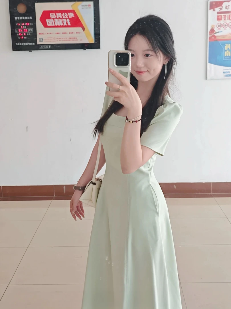 25XL001夏季新款连衣裙网红款收腰显瘦长款时尚百搭有兜