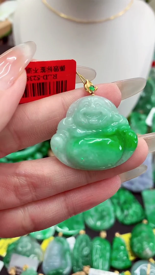 翡翠18K金镶嵌吊坠(不含链)挂件