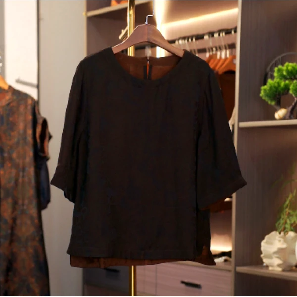 【烟绮裁梦-香云纱小衫】中式国风香云纱小衫2070