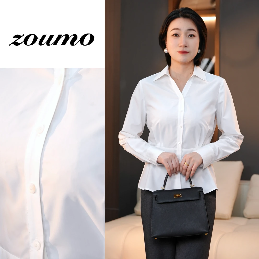 ZOUMO/邹茉白色休闲好看通勤衬衫是撒花姑娘高级感女装衬衫