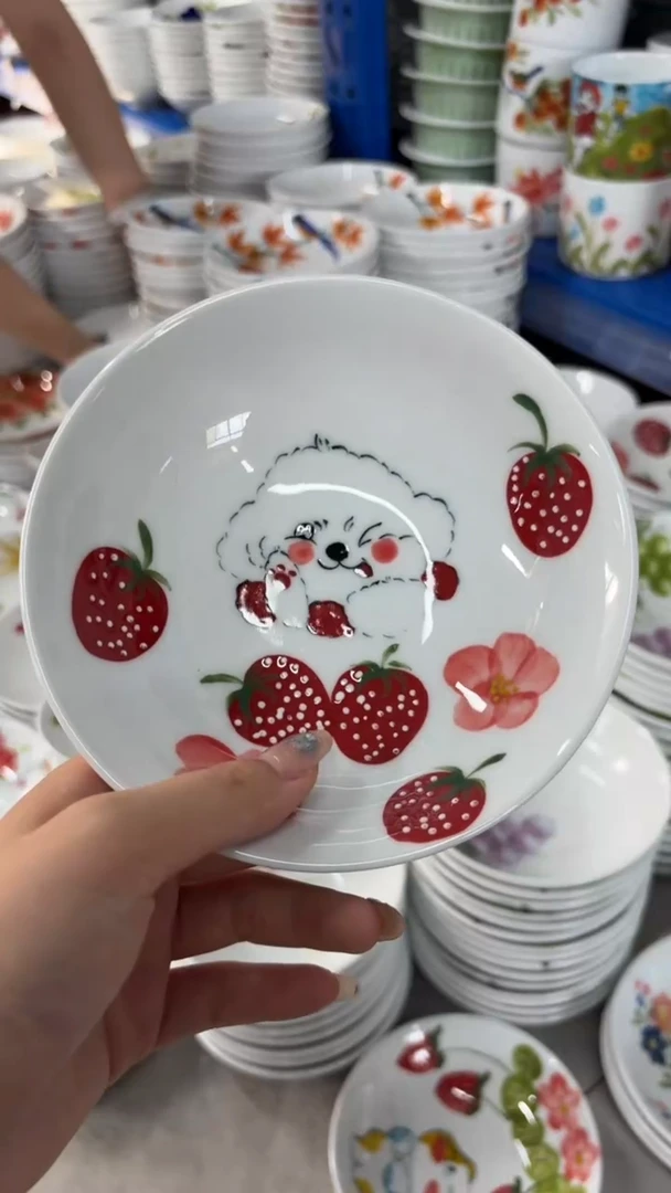 瓷片景德镇高温陶瓷食品级手绘釉中彩-小胖碗