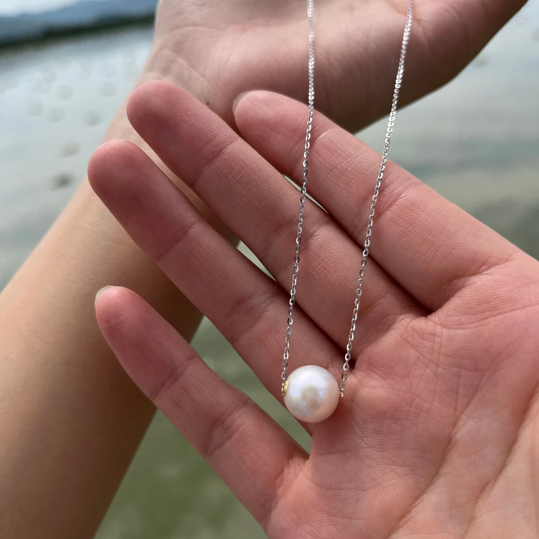 路路通 淡水时尚气质 9mm（约） 18k金色贴片 S925银链子