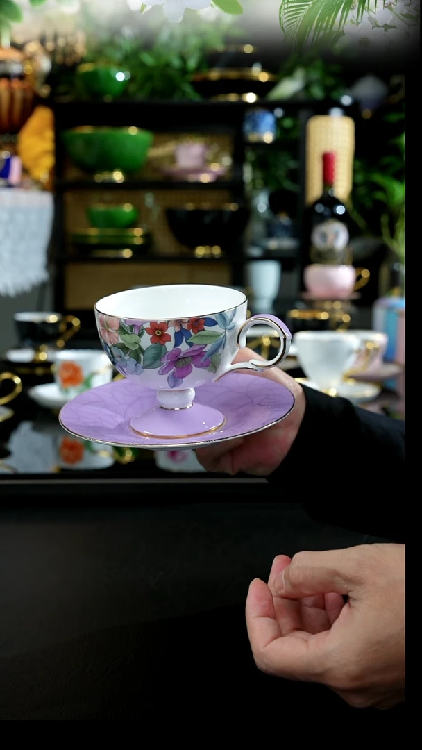 轻舞花扬紫色咖啡杯，，，，，，，