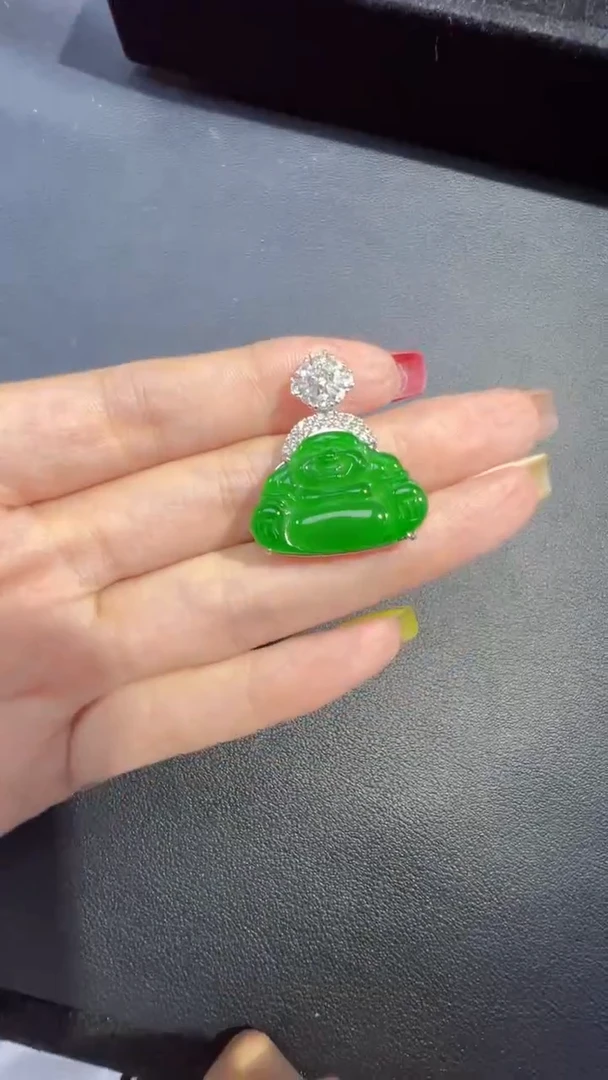 定制翡翠未镶嵌翡翠A货有轻微色差属于正常现象，佛公多样性发货1