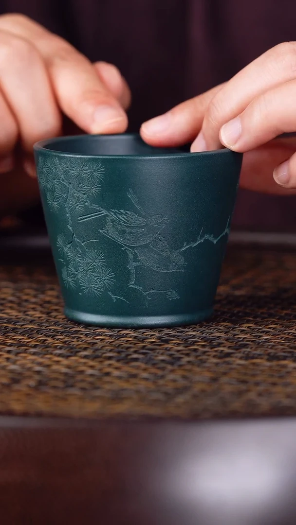 茶壶紫砂松绿泥杯10